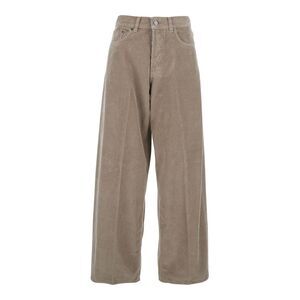Haikure Women 'Bethany' Brown Ribbed Knit Pants With Wide Leg In Cotton Woman